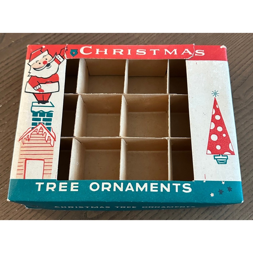 Vtg 9'' x 7'' Poland Fantasia Brand Christmas Tree Ornaments EMPTY Box 12 Slot